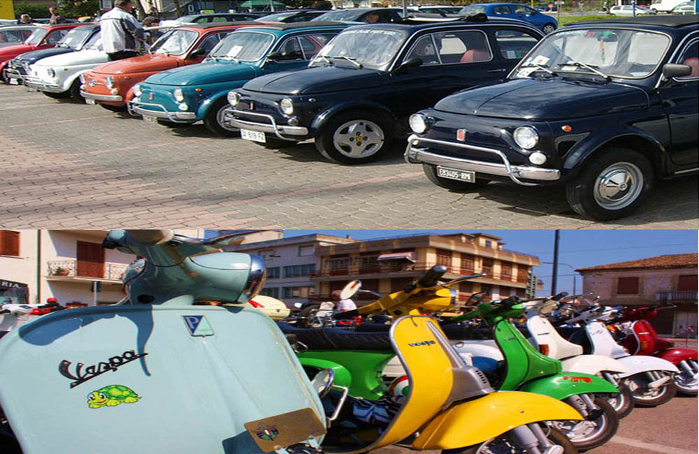 Vespa e Fiat 500 primedonne a Bagnoregio