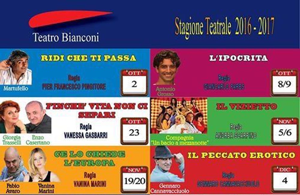 Il Teatro Bianconi presenta la nuova stagione 2016-2017
