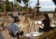 Lezione di disegno dal vivo en plein air a Capodimonte, sul lago di Bolsena