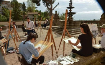 Lezione di disegno dal vivo en plein air a Capodimonte, sul lago di Bolsena