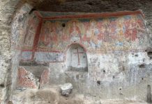 Vallerano, grotte del Santissimo Salvatore, riaffiorati preziosi affreschi