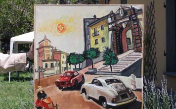 “Mille Miglia a Montefiascone” il quadro di Francesco Ferrari su Italia Oggi