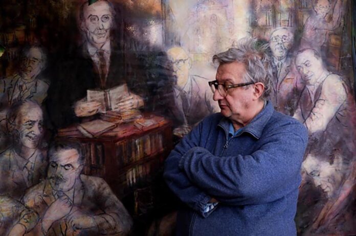 16 Francesco Guadagnuolo davanti al suo dipinto - Francesco Guadagnuolo davanti al suo dipinto