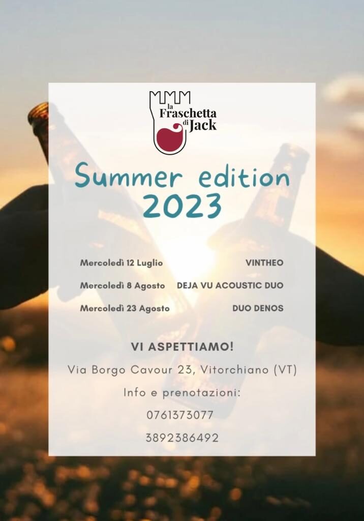 Locandina eventi alla Fraschetta di Jack