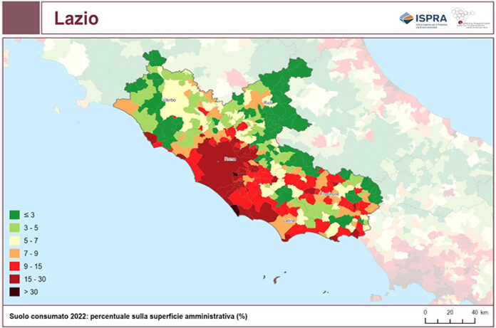 consumo di suolo 2023 Lazio - 1