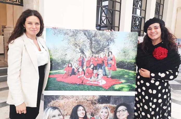 Mostra rosa rossa