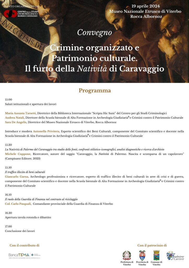 Convegno _Crimine organizzato e Patrimonio culturale. Il Furto della Natività di Caravaggio_