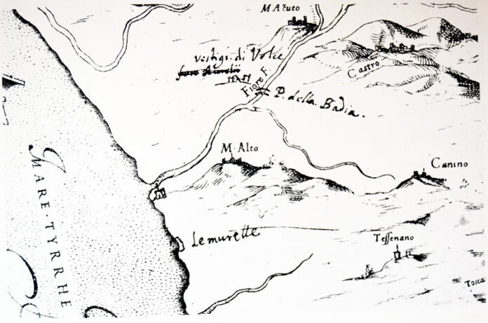Mappa del litorale con indicazione delle Murelle, di Ignazio Danti, 1583