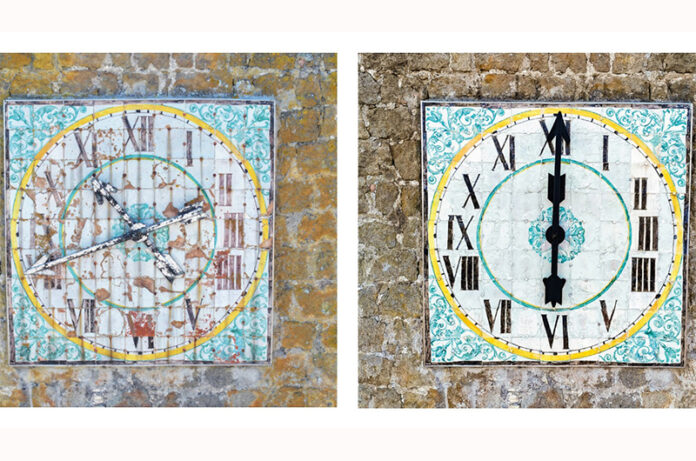 Restauro orologio settecentesco a Bassno in Teverina copia