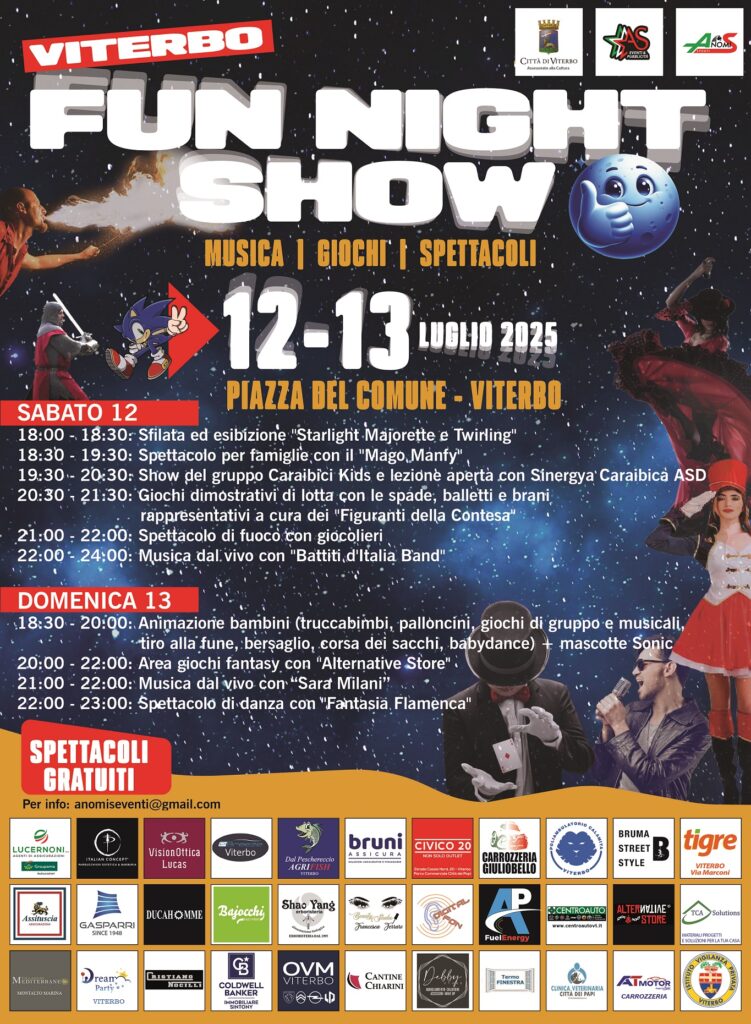 locandina fun night show-sponsor e programma