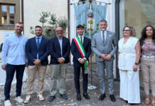 Il ministro della Cultura Giuli a Valentano inaugura il rinnovato Museo della Preistoria della Tuscia nella Rocca Farnese Giuli con Rotelli e Bigiotti a Valentano