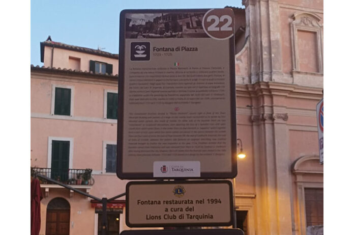 La nuova targa posizionata dal Lions Club Tarquinia copia