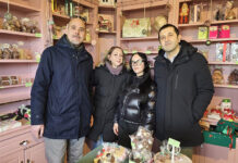 Il segretario della Cna Attilio Lupidi, Mary Frau, la figlia Ginevra e il responsabile di Cna Agroalimentare Luca Fanelli