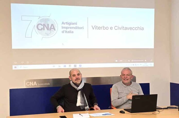 Il segretario Attilio Lupidi e il presidente Alessio Gismondi svelano il logo Cna 70