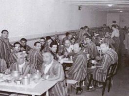 pranzo di Natale di detenuti a Santa Maria in Gradi (anni Cinquanta, collezione Vincenzo Marolda)