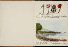 Fulco Pratesi, “Diario”, 1° gennaio 1989, 21 x 32, acquerello su carta, il paesaggio della Laguna di Orbetello – Località “Patanella”