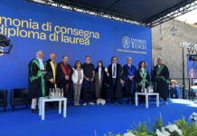La grande festa della Cerimonia di consegna dei diploma di Laurea e il Sigillo dell’Unitus a Valerio Mastrandrea