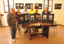I pannelli con le foto vincitrici - da sinistra Vincenzo Quondam - Roberta Piroli - Emanuele Scomparin - Giancarlo Milioni - Antonietta Valerioti - Sara Corridoni