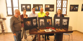 I pannelli con le foto vincitrici - da sinistra Vincenzo Quondam - Roberta Piroli - Emanuele Scomparin - Giancarlo Milioni - Antonietta Valerioti - Sara Corridoni