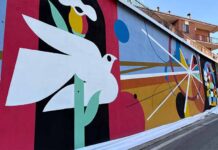 Grotte di Castro presenta alla città il murale del progetto Segni per valorizzare il tratto della Via Francigena del Nord Corn79 e Luca Font-murale a Grotte di Castro