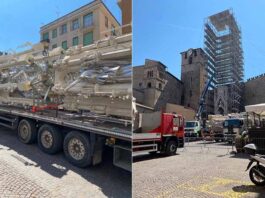 Dies Natalis assemblaggio a San Sisto, posizionamento della statua con benedizione del Vescovo